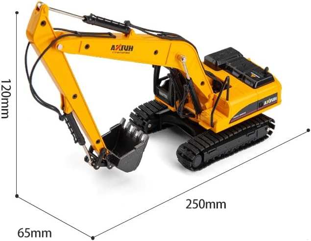 Gemini&Genius Long Reach Excavator Toy for Kids, Heavy Duty Construction Vehicle Digger Toys, 360-degree Rotatable Driver's Compartment, Multi-Jointed Movable Tracked Vehicle for Kids Gift (Yellow)