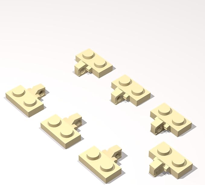 Classic Building Hinge Plate Bulk, 1x2 Locking with 1 Finger on Side with Groove 200 Piece, Compatible with Lego Parts and Pieces: (Color:Tan)