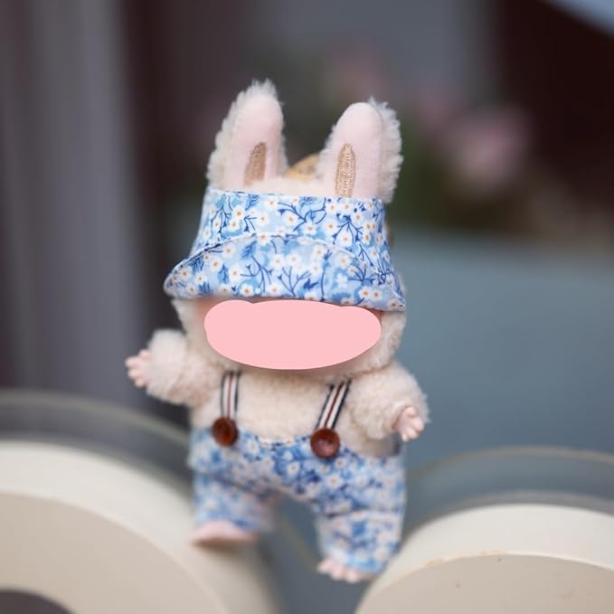 2-Piece Clothes for Labubu (NO Doll), Handmade Liberty Fabric Dress and Bow Set for 17CM Dolls, Cute Outfit Accessories (MITSI-Valeria)