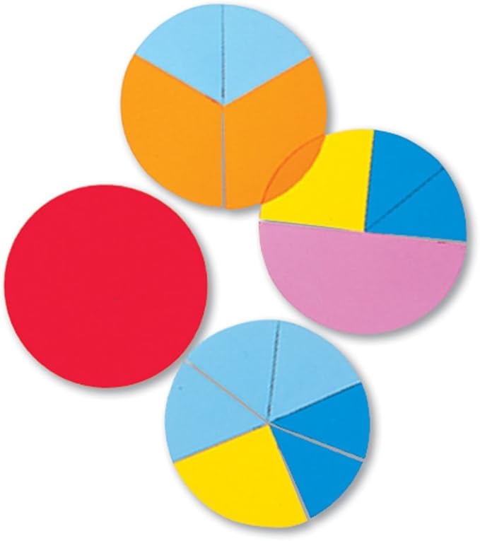 hand2mind Plastic Rainbow Fraction Circles, Circle Manipulatives, Fraction Tools for Kids, Math School Supplies, Montessori Math Materials, Classroom Math Manipulatives 4th Grade (15 Sets of 51)