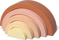 Asweets Wooden Stackable Rainbow Toy, 5 PCS Wooden Building Blocks Set for Baby, Kids and Toddlers, Montessori Rainbow Nesting Puzzle, Enhance Hand-Eye Coordination, Cognitive Development, Pink
