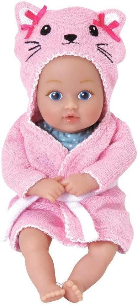 Adora Bath Time Baby Tots Collection, 8.5" Baby Doll and Clothes Set, Made with Fresh Powder Scent, Machine Washable and Exclusive QuickDri Vinyl Body, Birthday Gift For Ages 1+ - Kitty
