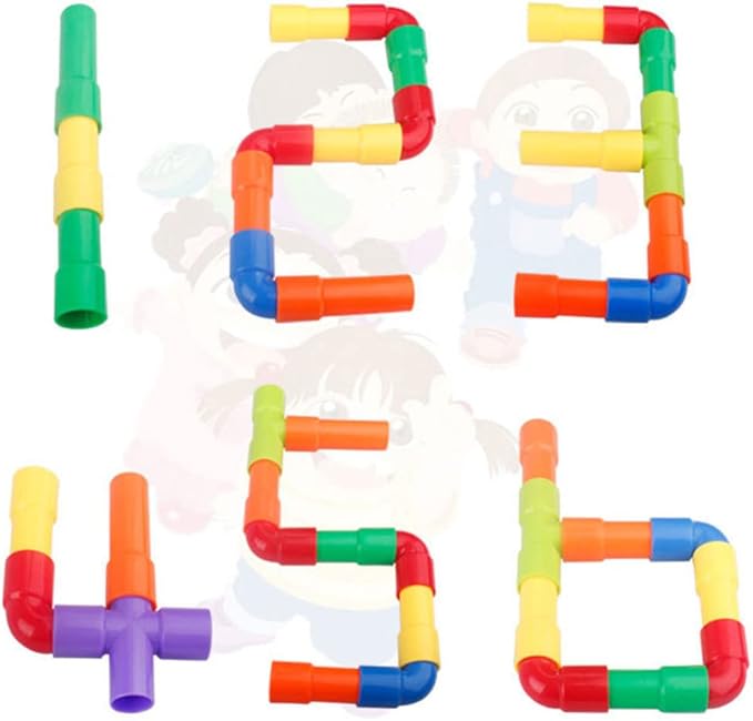 STEM Building Blocks Toy, Plastic Tube Locks Construction Building Blocks Set Educational Tube Learning Toy for Boys Girls