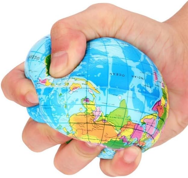 Blue Squishy Squeeze ,World Map Globe Palm Ball Slow Rising Stress Relief Birthday Xmas Gifts Xmas Stocking Fillers Party Bag Gifts (7.6CM),Novelty and Gag
