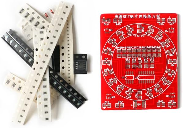 2Pcs SMT SMD Component Welding Practice Board Rectifiers CD4017 NE555 Soldering Skill Training Board Flowing Water Light Kit DIY Electronic Kit Mini Practice Board Easy SMD