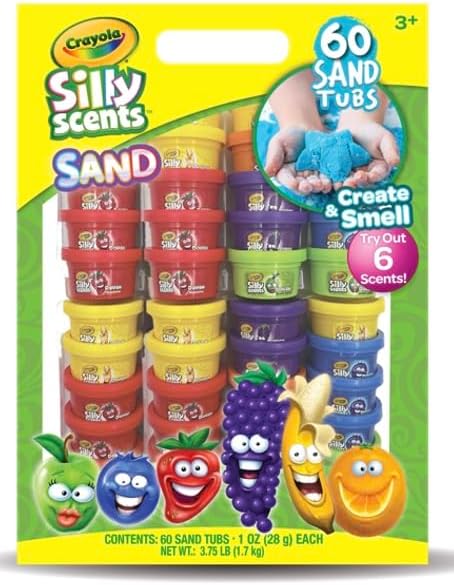 Crayola Silly Scents Play Sand – 60 Mini 1oz Tubs of Moldable Sensory Sand in 6 Bright Colors | Halloween Party Favors, Trick or Treat Goodie Bags, Classroom Prizes, Sensory Toys, Christmas Gifts