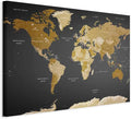 artgeist Canvas Wall Art Print World Map 35x24 in - 1pcs Home Decor Framed Stretched Picture Photo Painting Artwork Image World Travel Map k-A-0104-b-c