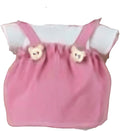 Doll Clothes for 17cm Figures, Vintage Pink Doll Dress - Cotton Braces Pinafore Skirt Outfit