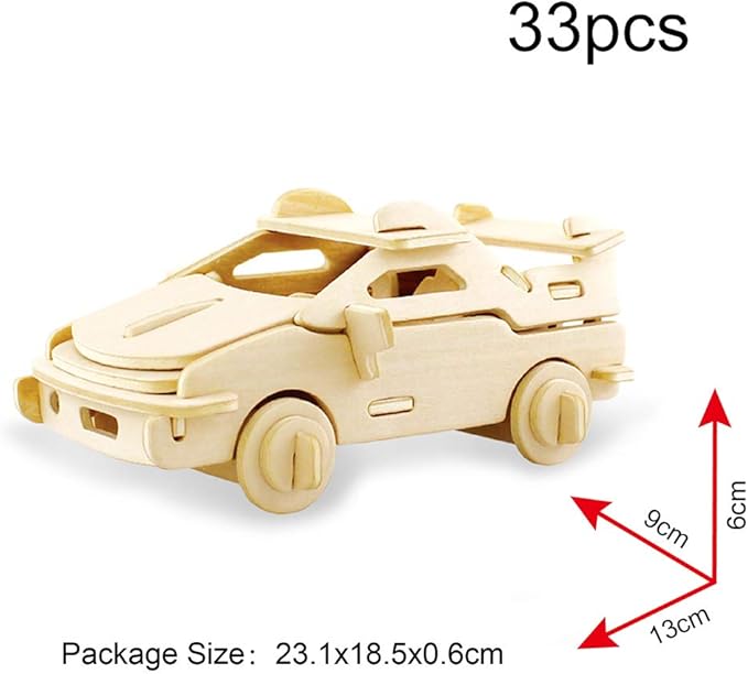 Georgie Porgy 3D Wooden Puzzles for Kids Toys Construction Woodcraft Kits DIY Model Puzzle Kits Birthday Gifts Pack of 6 (Airplane Bus Sports Car Pirate Ship Truck Motorcycle)