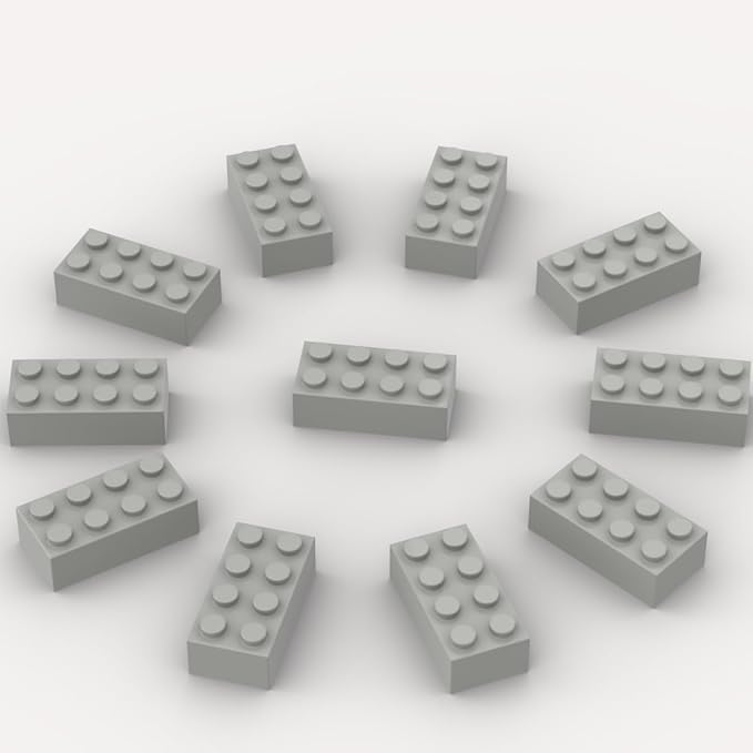 500 Piece Light Gray Bricks Bulk, Gray 2x4 Building Bricks Flat, Compatible with Lego Parts and Pieces: 2x4 Light Grey Bricks(Color: Light Gray), A0001