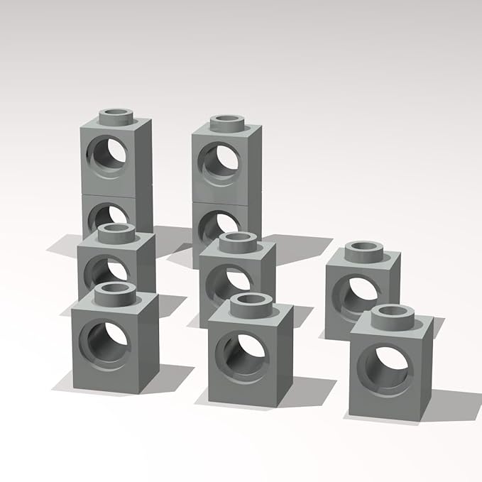 Classic Building Brick Bulk, Brick 1x1 with Hole Opposite 120 Piece, Compatible with Lego Parts and Pieces: (Color:Light Gray)