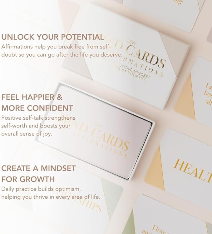 Affirmation Cards for Self-Love & Positive Growth Mindset | 50 Daily Manifest Affirmations for Confidence, Career, Health, Relationships & Gratitude