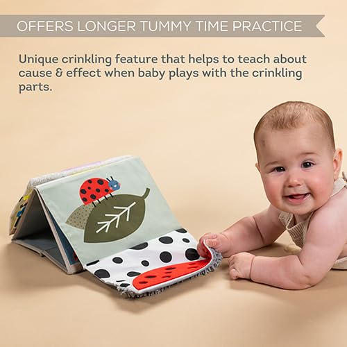 Taf Toys Tummy Time Sensory Book with Crinkle Pages & Soft Textures, High Contrast Patterns, Baby-Safe Mirror for Newborns and Infants, Tummy Time Toys for Babies 0-6 6-12 Months, Boys Girls Baby Gift