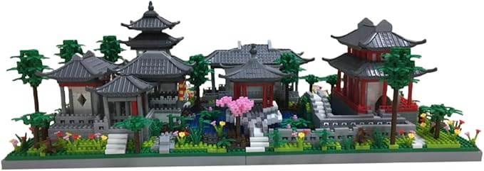 Architecture Chinese Style of Suzhou Garden,Set 2 Center of Courtyard,Micro Block,Classical Famous Building Block Set,Asian Cultures,3888 PCS for Adults and Teens
