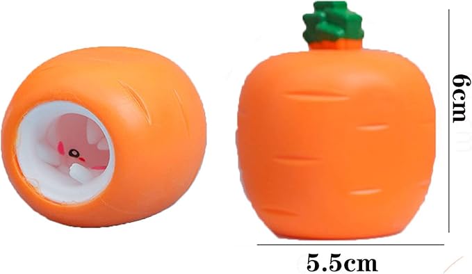 3 PCS Set Squeeze Toys Squishes Carrot Rabbit Fidget Toys Pop Up Squishy Rabbit in Carrot Stress Relief for Kids & Adult Tricky Funny Novelty Toy, Ideal Easter Gift