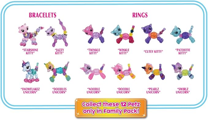 Twisty Petz Family Pack Kittys, Includes Two Bracelets and Four Rings. for Ages 6-12