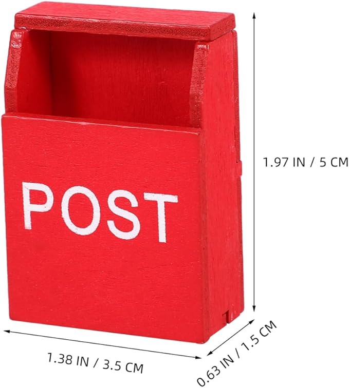 VOSAREA 1set Mailbox Figurine for Dollhouse Scale Wooden Mailbox Model with Miniature Mail Sack Postcard Ornaments for Home Decor Accessory Display