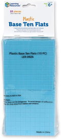 Learning Resources Plastic Base Ten Flats, Early Math, Counting, Place Value, Homeschool, 10 Pieces, Ages 6+