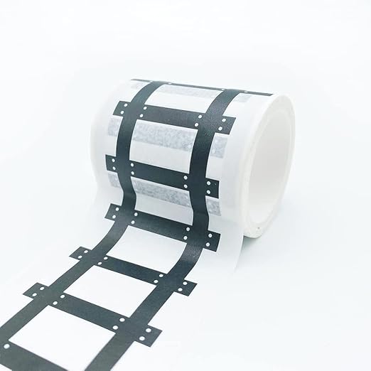 YUBX Highway Washi Tape Set 4 Rolls Black & White Decorative Masking Tapes for Arts, DIY Crafts, Journals, Planners, Scrapbook, Wrapping 50mm x 5m (2" x 16')