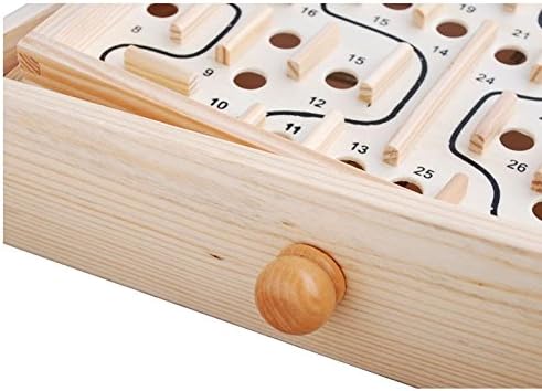 Topwon Wood Labyrinth Table Maze/Balance Board Table Maze Solitaire Game for Kids and Adults - Large - Great Gift
