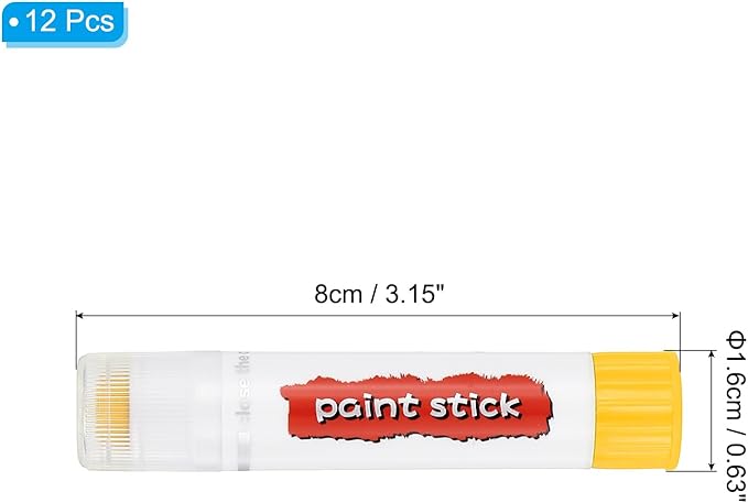 PATIKIL Tempera Paint Sticks, 12 Pcs Solid Tempera Paints Sticks Washable Bulk Markers Pen Quick Drying for Artists Beginners Art Supplies, Light Yellow