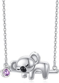 JUSTKIDSTOY Koala Necklace Sterling Silver Cute Animal Koala Bear Birthstone Necklace Jewelry Christmas Birthday Gifts for Women Girls
