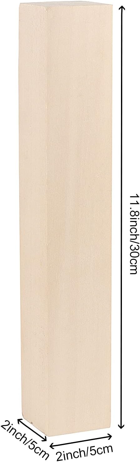 ZOENHOU 6 PCS 12 x 2 x 2 Inches Basswood Carving Blocks,Basswood Carving Whittling Blocks, Unfinished Wood Blocks for Whittling Carving Block Hobby Set