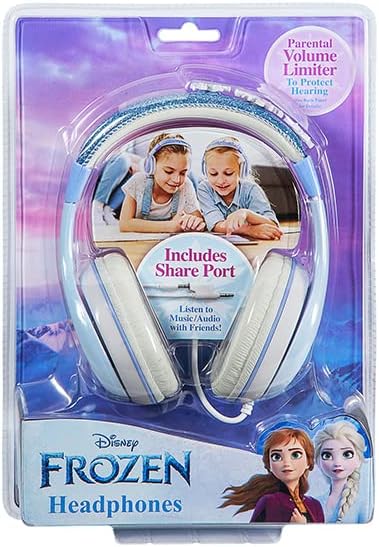 Frozen 2 Kids Headphones, Adjustable Headband, Stereo Sound, 3.5Mm Jack, Wired Headphones for Kids, Tangle-Free, Volume Control, Foldable, Childrens Headphones Over Ear for School Home, Travel