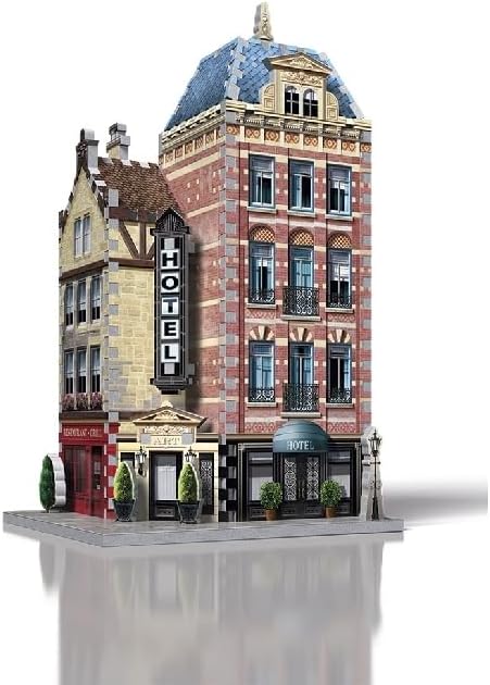 Wrebbit3D Hotel 3D Puzzle | Urbania Collection | 295 Jigsaw Puzzle Pieces | Charming and Unique Streetscape of a Small Town