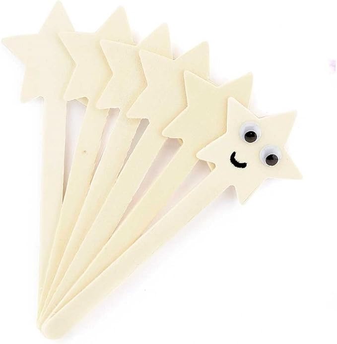 Hygloss Natural Wood Popsicle Sticks - Craft Stick - Great for Arts and Crafts - Patriotic Class Activity - Star Shape - 6.25 Inches High - 6 Pcs
