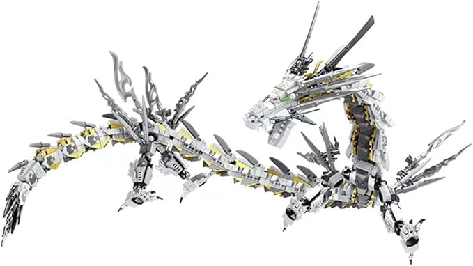 HONLANCH Dragon Series White Mechanical Hurricane Dragon Building Blocks Set (1485Pieces)-Toys Gifts for Kid and Adult