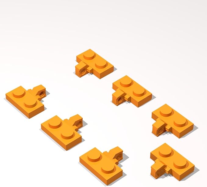 Classic Building Hinge Plate Bulk, 1x2 Locking with 1 Finger on Side with Groove 50 Piece, Compatible with Lego Parts and Pieces: (Color:Orange)