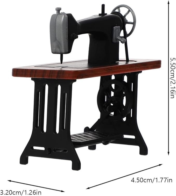 Zerodeko Miniature Sewing Machine, 1:24 Mini Vintage Sewing Machine Model Dollhouse Furniture Accessories Tabletop Decorations Birthday Festival for Kids Toddler (2)