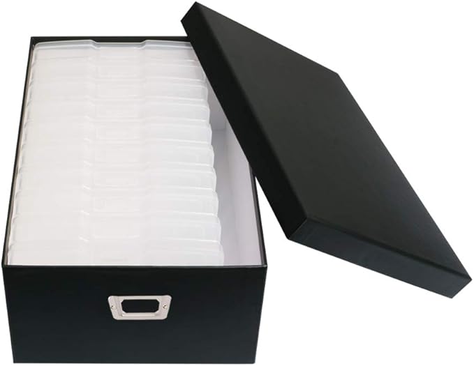 novelinks Photo Case 4" x 6" Photo Storage Box - 10 Inner Picture Storage Container (Black, 1 Pack)