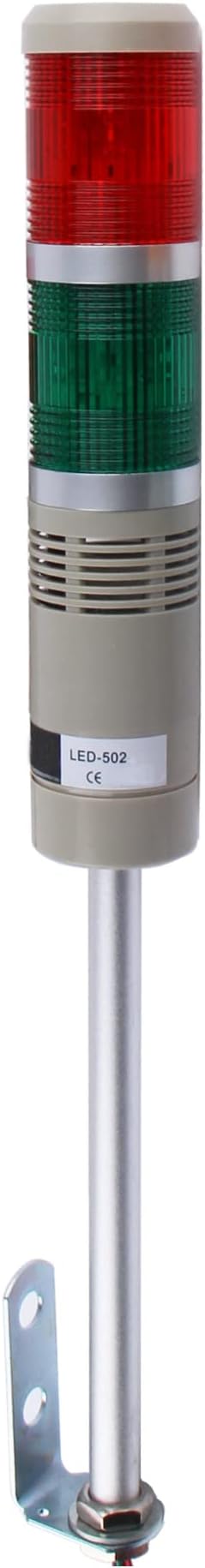 Industrial Signal Tower, LED Alarm with Flash Indicator, 2-Layer Stack Warning Light and Buzzer for Safety (110V/Sound/Steady ON)