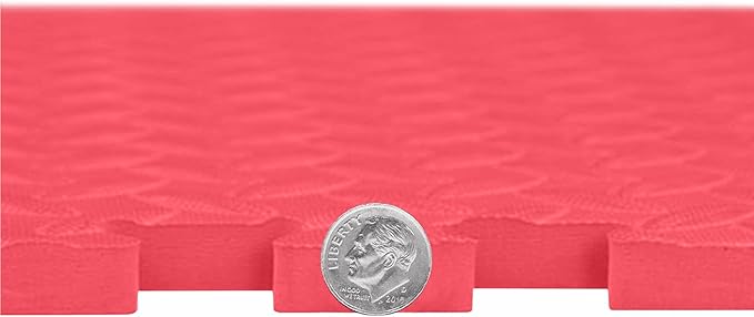 IncStores 1/2 Inch Thick Diamond Soft Foam Flooring Tiles | High-Density Interlocking Foam Tiles for Rugged Style in Your Home Gym, Playroom, and More | Red, 64 Tiles