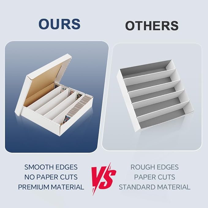 CROSSDESIGN Graded Card Storage Box Sport Trading Card Corrugated Cardboard Holder Container Holds 5000 Count(White Corrugated Paper)