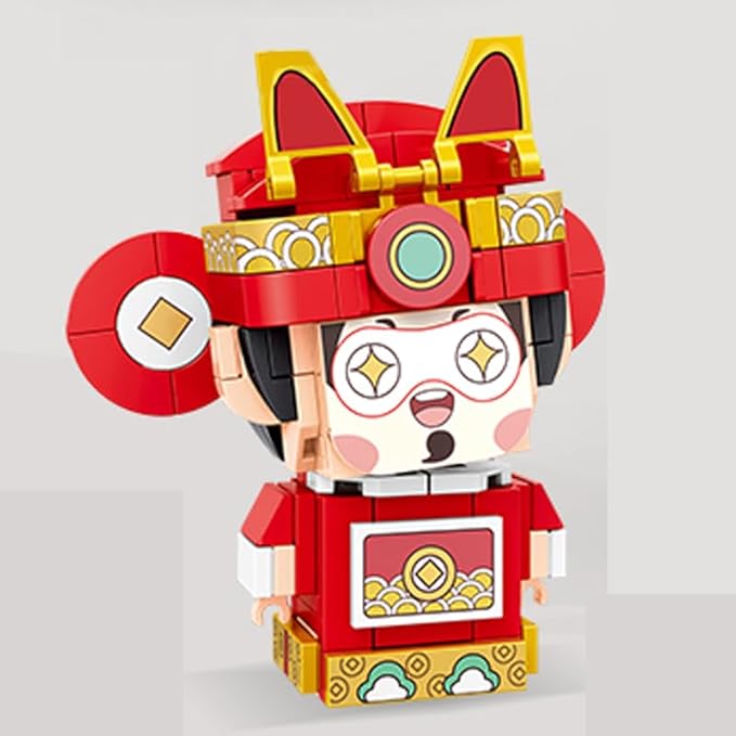 Chinese Style Fashion Building Block Set Chinese Traditional Elements Home furnishings Children's Educational Toys Gifts Suitable for Children Over 6 Years Old Boys and Girls (The God of Wealth)