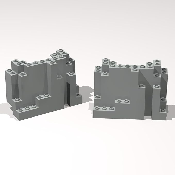 Classic Building Rock Bulk, Rockery Panel 4x10x6 Medium Symmetric 20 Piece, Compatible with Lego Parts and Pieces: (Color:Light Gray)