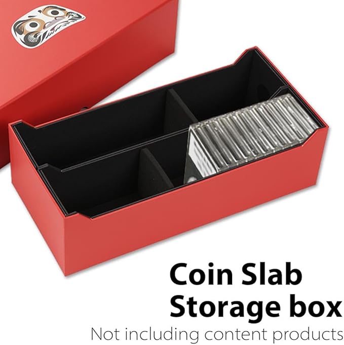G-PLUS Red Coin Slabs Storage Box Intercept Shield Fit for 50 Certified Coins Holders