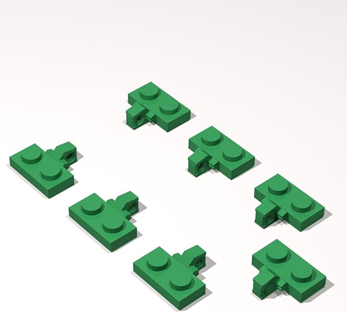 Classic Building Hinge Plate Bulk, 1x2 Locking with 1 Finger on Side with Groove 100 Piece, Compatible with Lego Parts and Pieces: (Color:Green)