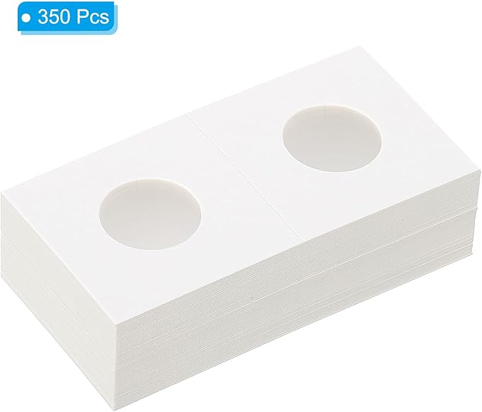 PATIKIL 2x2 Coin Flips, 350 Pack 23mm Cardboard Coin Holder Paper Coin Holders for Coin Collection Supplies Collector, White