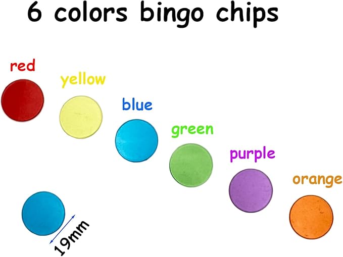 2000 Pieces 3/4 inch Transparent 6 Color Clear Bingo Counting Chips Plastic Markers for Large Group Games, Bingo Game,Game Night & Educational Activities