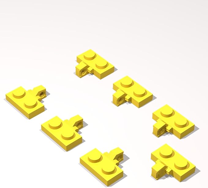 Classic Building Hinge Plate Bulk, 1x2 Locking with 1 Finger on Side with Groove 200 Piece, Compatible with Lego Parts and Pieces: (Color:Yellow)