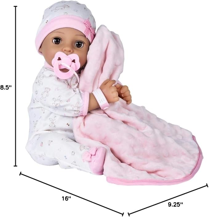 Adora 16 Inch Girl Baby Doll with Accessories Teal Matching 9-Piece Set Including a Pacifier, Hospital, Bracelet, Diaper, and More Gift for Toddlers Ages 3+ Adoption Babies Collection - Precious