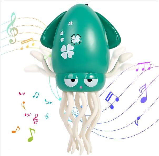 Magical Dancing Octopus Toy with LED Lights and Music, USB Rechargeable Tummy Time Toys, Automatic Dodging Crawling Toys, Suitable As a Birthday Gift for Children Aged 3 and Above (Green)