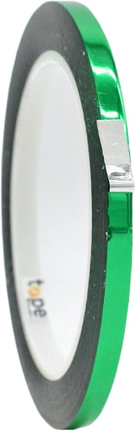 WOD MPFT2 Green Metalized Polyester Mylar Film Tape with Acrylic Adhesive, 1/8 inch x 72 ft. Vibrant Mirror Green Tape, Decor Tape for Detailing Accent Wall, Graphic Arts, Car and Boat Trim