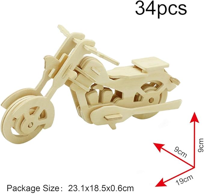 Georgie Porgy 3D Wooden Puzzles for Kids Toys Construction Woodcraft Kits DIY Model Puzzle Kits Birthday Gifts Pack of 3 (Pirate Ship Truck Motorcycle)