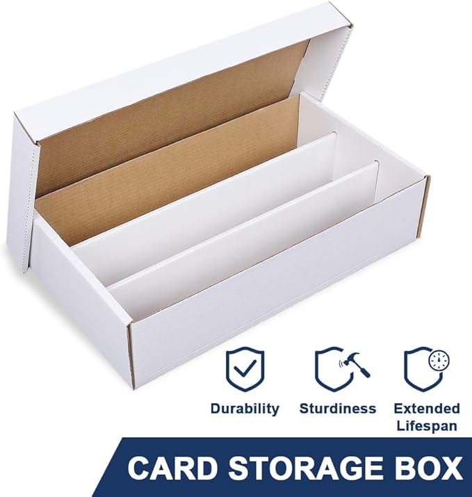 CROSSDESIGN Trading Card Box Storage | w/ 3 Divider Corrugated Cardboard | for Top Loader Organizer Sorting Tray Box & MTG, TCG Sports Cards & Coin | Holds 3000 Count