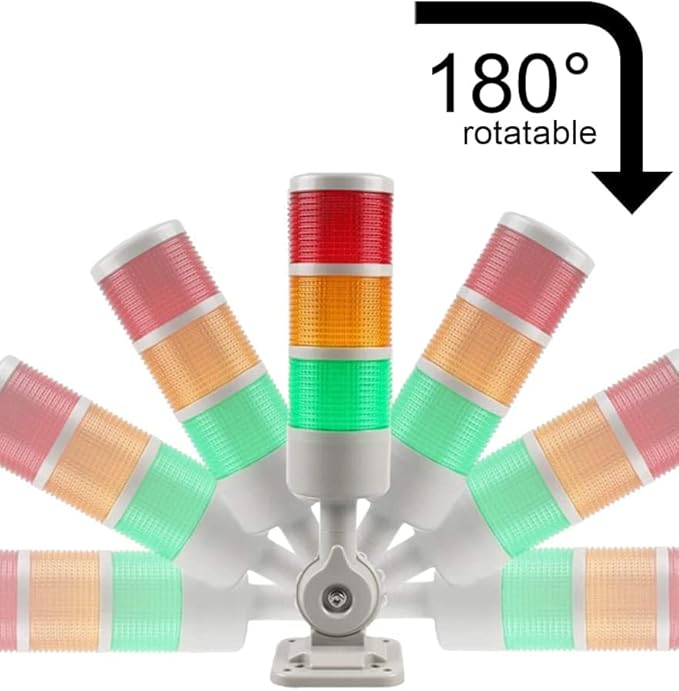 Led Signal Tower Stack Industrial Signal Warning Lights, Column Tower Lamp Andon Lights with Rotatable Base,Steady Flashing Light Switchable,110V 220V AC(1-Layer, with Buzzer)